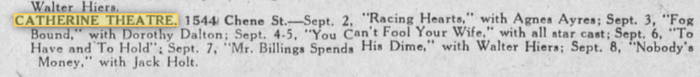 Catherine Theatre - 1923 Mention At 1544 Chene